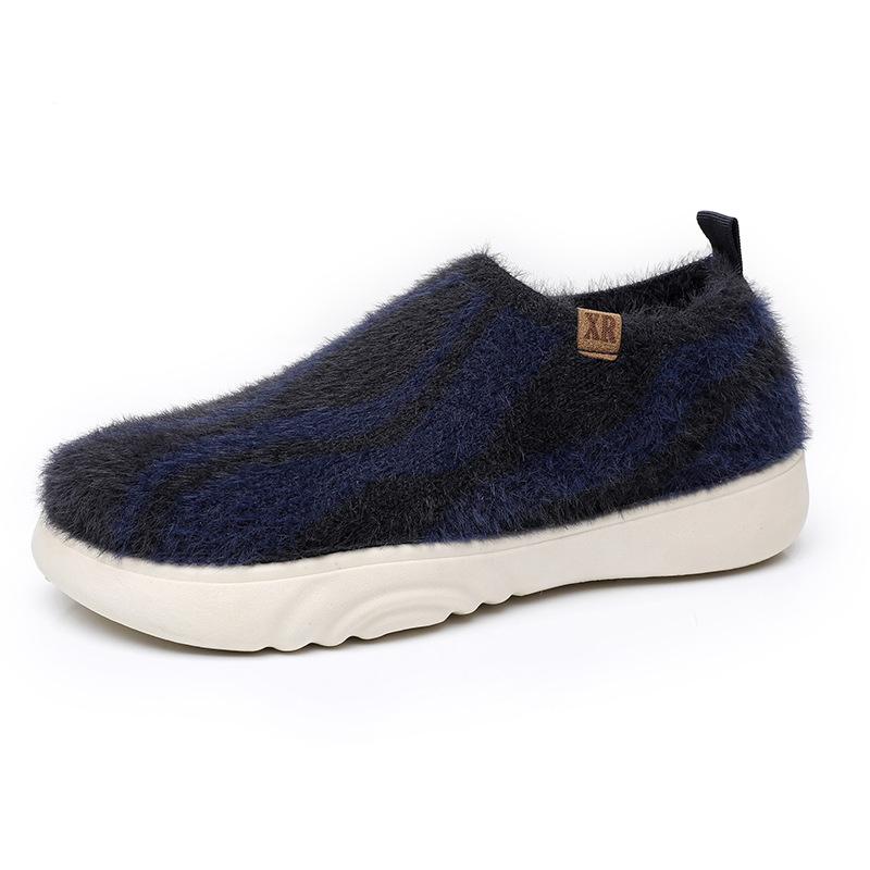 Winter Knitted Fleece Walking Shoes for Women Casual Warm Indoor Outdoor Sneakers Non-Slip Cozy House Shoes Women's Furry Work Platform Loafers Shoes