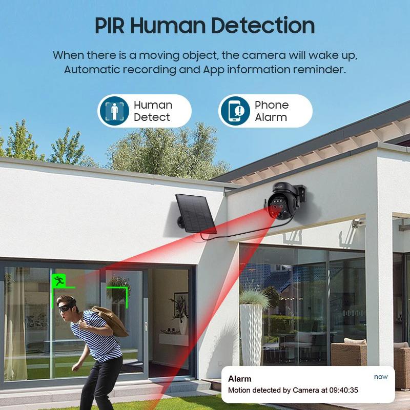 12X Zoom 4G LTE Solar Security Camera 8MP Night Vision Dual-Lens Outdoor WiFi Solar Battery Camera PIR Human Detection