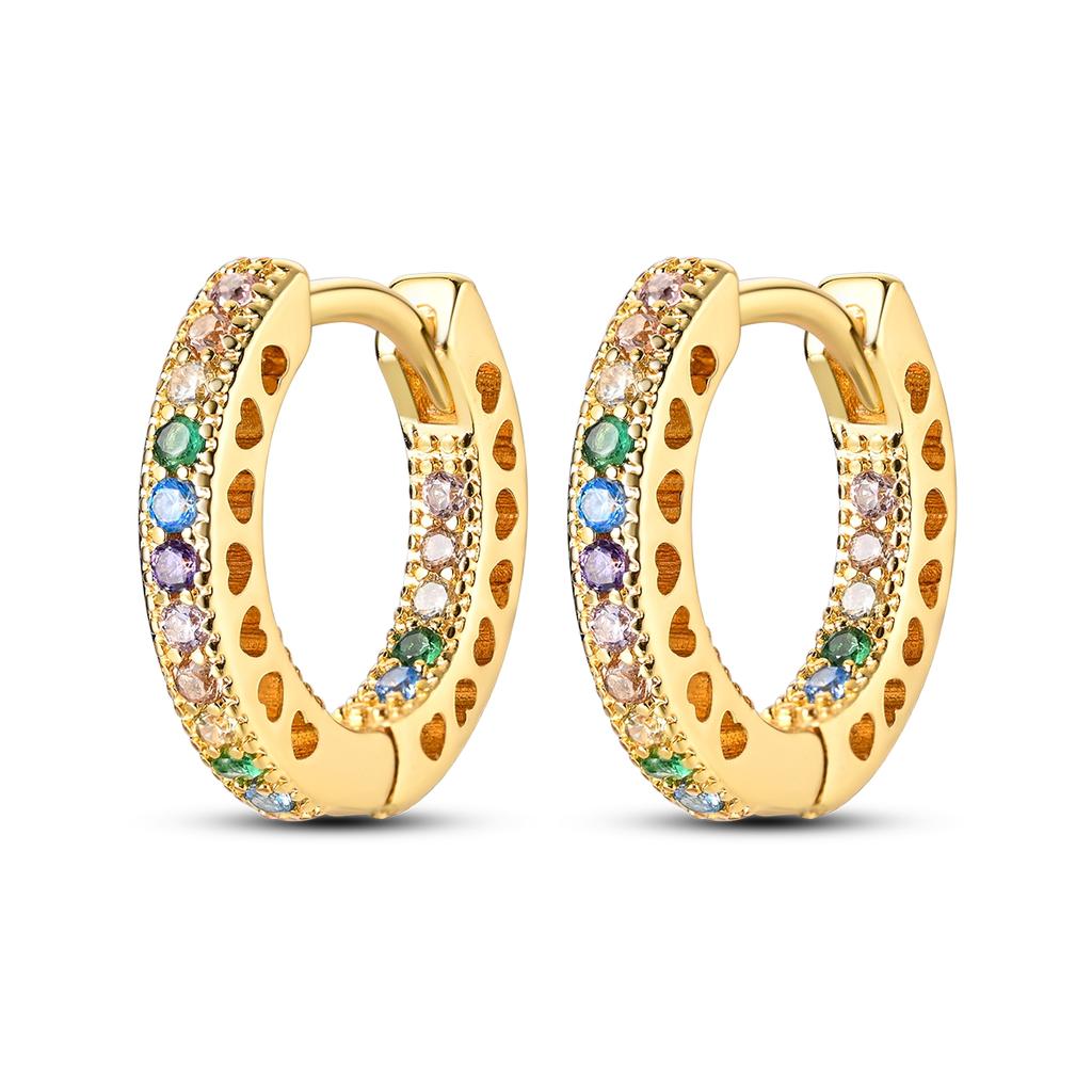 Original 925 Silber Creolen Gold Ohrringe Für Frau Herz Stern Mond Zirkonia Pendientes Modeschmuck