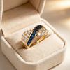 Cross ring simple personality niche set two-color zircon light luxury elegant ring