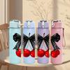1PC Black Bow Fresh Red Cherry Fruit Print 750ml Color Plastic Sports Water Bottle Leakproof Flip Straw Lid Suitable for Sports Office Home Use