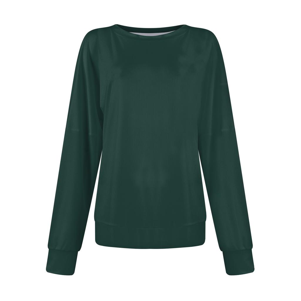 Ladies' Fashion Color Thread Long Sleeve Loose Round Neck Pullover Top