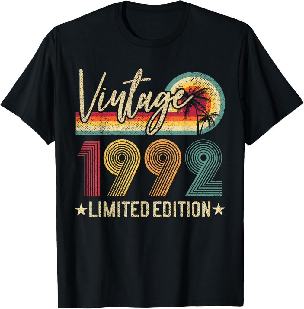 Vintage 1992 33rd Birthday Gift 33 Years Old Limited Edition Tshirts Men Casual Tshirt 100 Cotton Loose Oversized T Shirt