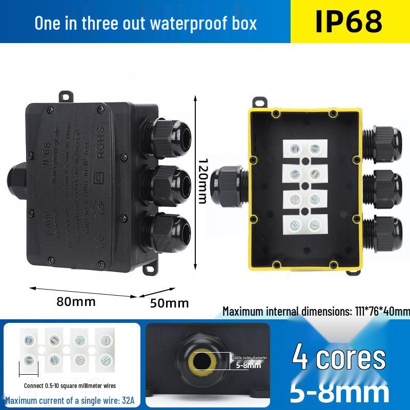 Outdoor IP68 Rainproof Plastic Junction Box with Terminal Block for PC Rooms & Street Lighting