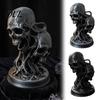 Spooky Bar Decor 3D Printed Double Skull Ornament, Resin Twisted Skeleton Figurine, Gothic Desktop Durable Halloween Table Decorations Statue for Home