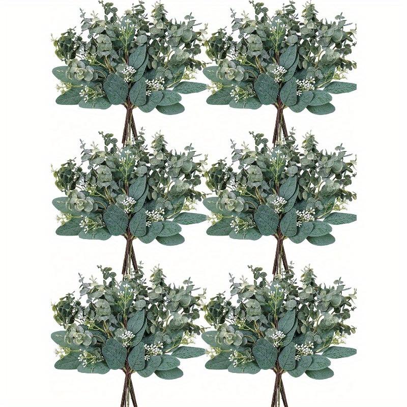 

3/15/30 шт. Искусственные стебли листьев эвкалипта Поддельные серебристые листья эвкалипта долларового дерева Стебель с гипсофилой Оптом Искусственный лист для DIY букетов Флористика 60Pcs зелёный