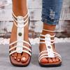 Sandalias Planas de Verano para Mujer con Múltiples Tiras, Modernas Versátiles Estilo Europeo, Disponibles en Tallas Grandes.