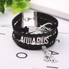 Lucky/Health Metal Zodiac Pendant Leather Bracelet
