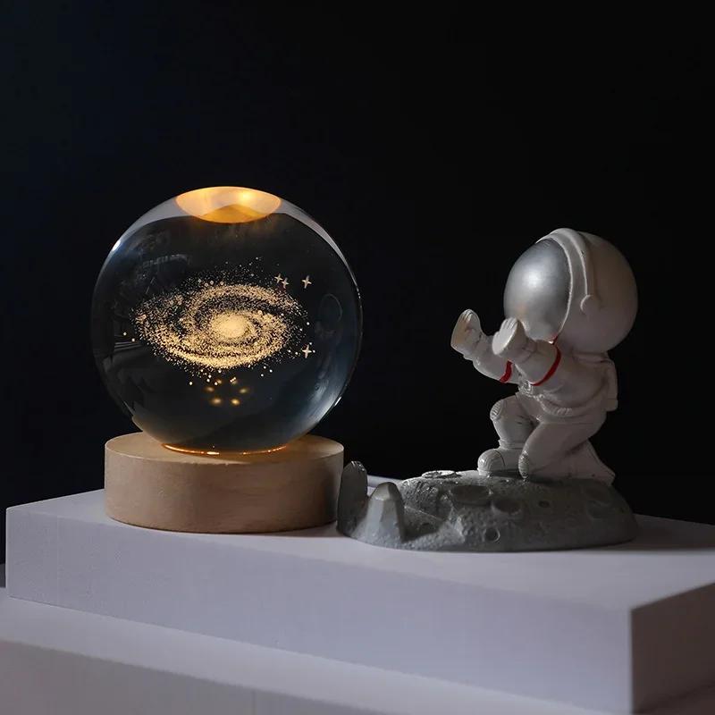 Solar System Crystal Ball Creative 3D Planets Glass Sphere Unique Luminous Decorative Balls Ornaments Gifts Home Accessories
