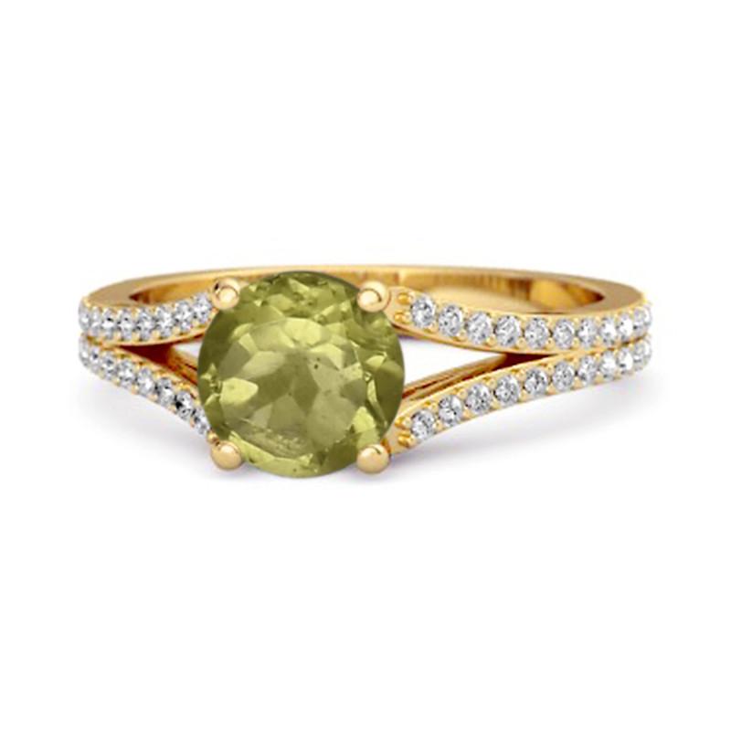 Peridot Split Pavé Band Ring -925 Sterling Silver Gold Vermeil 9