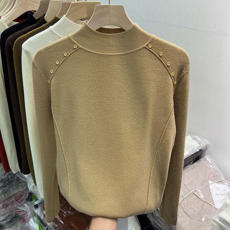 Half-high Collar Sweater Autumn and Winter Design Base Shirt Sweater for Women Fashionable Casual Loose Large Size Knitted Sweater