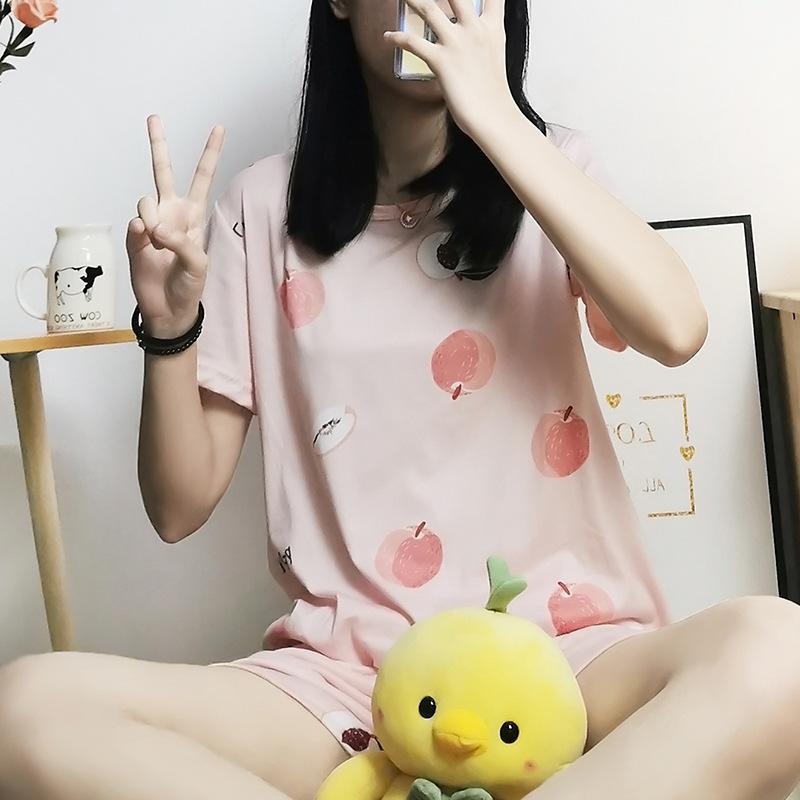 Damen Sommer Kurzarm Pyjama Set: Dünn, Lässig, Lockere Passform, 7/8-Hose - Ideal für Zuhause