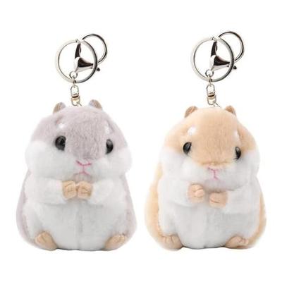 [Lukeyarm] Pairing Keychain | Cute Couple Hamster Keychain Handbag Plush Mobile Phone Pendant New Year Valentine's Day Gift Gift Light (Yellow +