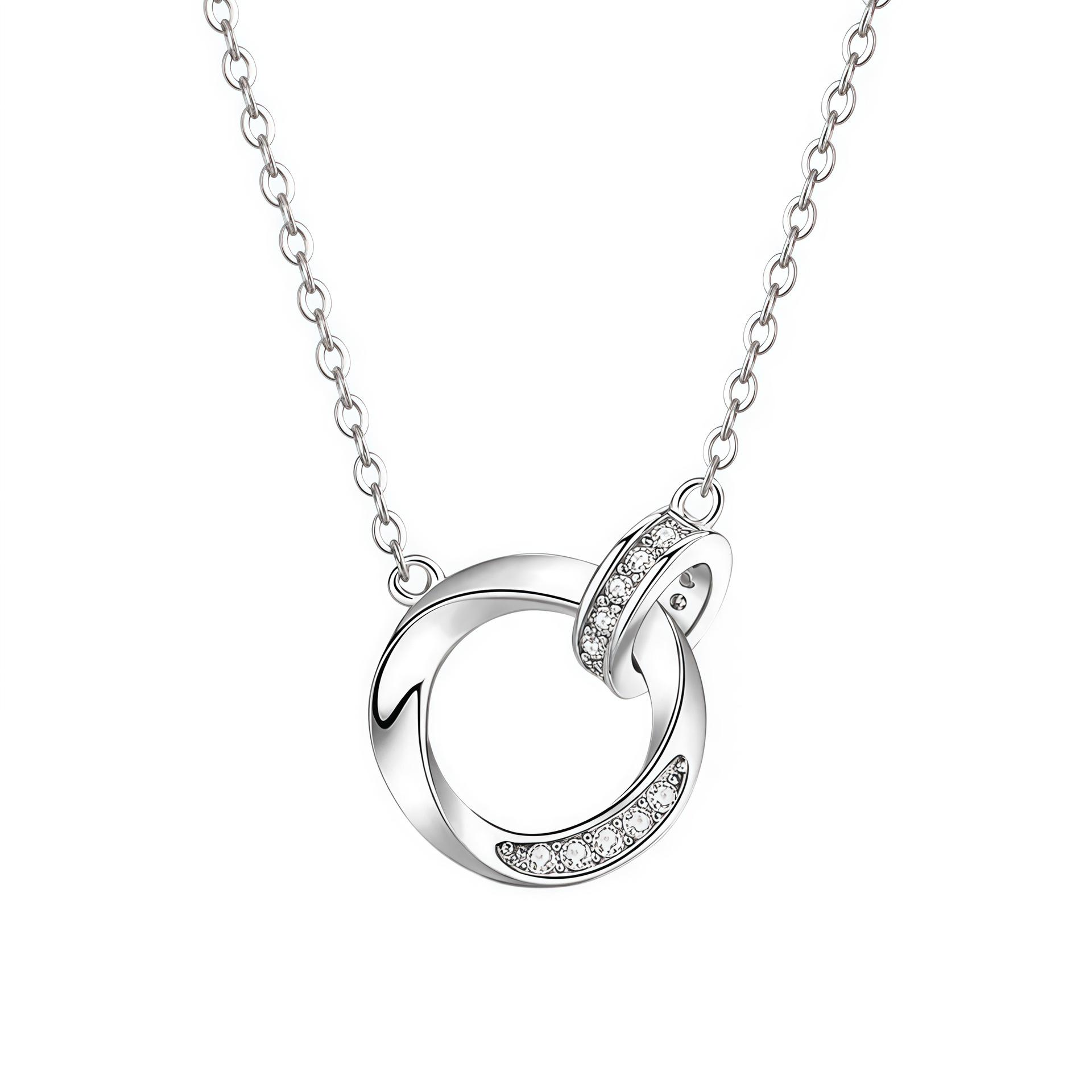 Sterling Silver Mobius Strip Necklace with Diamond Inlay - Elegant Clavicle Chain, Perfect Birthday Gift S925 Silver Mobius Necklace