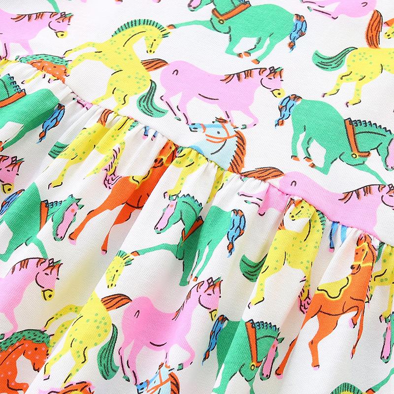 New Summer Collection for Girls: Round-Neck Princess Dress with Adorable Cartoon Print Short-Sleeved Children's Dress