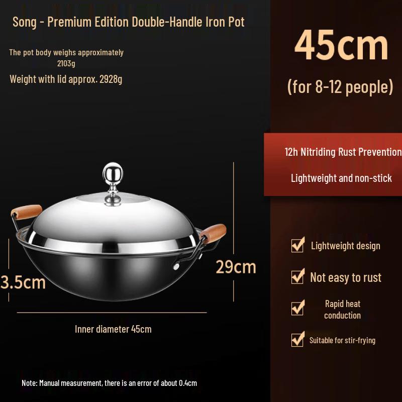 

Wutuo Song Premium 45cm Double-Handle Iron Wok