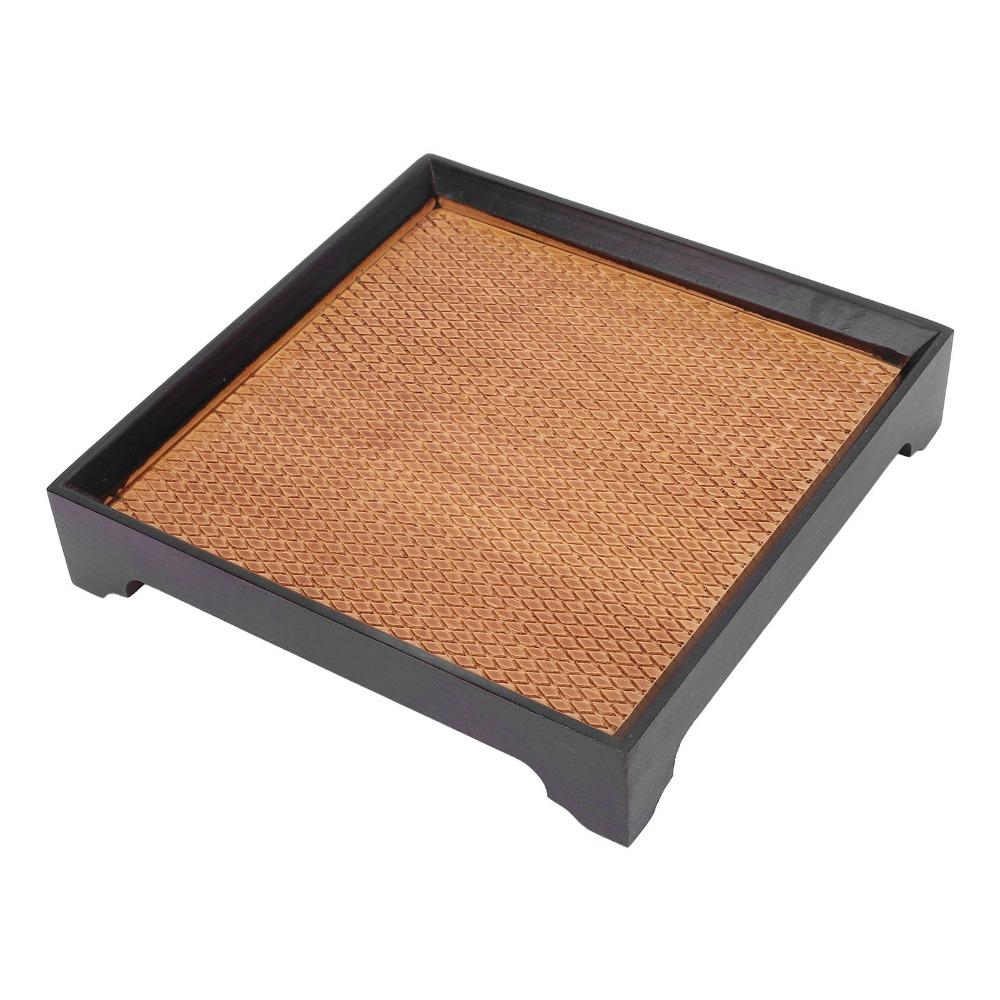 Non Slip Square Serving Tray Solid Wood Dessert Serving Tray Multifunctional Tray  For Coffee Table