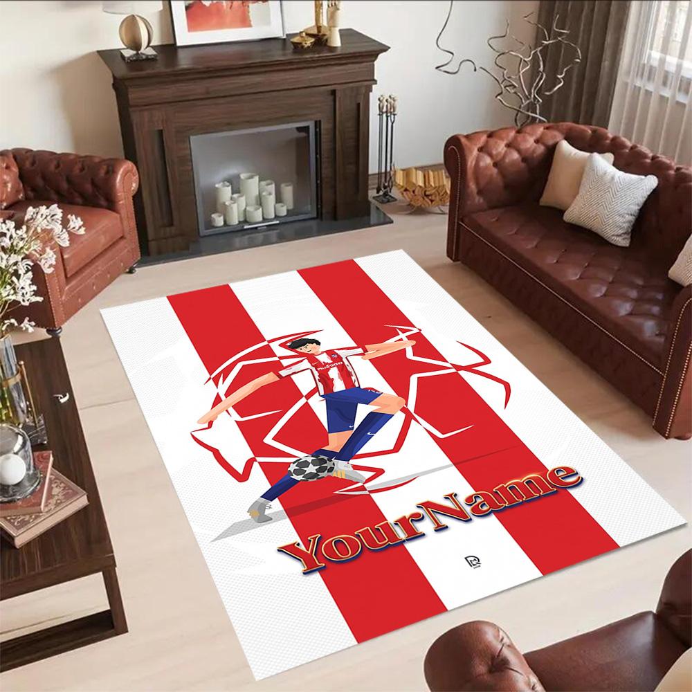 Atletico Madrid Personalized Text Carpet Design for Dining Room Hallway Outdoor Playrooms Antislip Carpet Anime Office Decor Best for Christmas