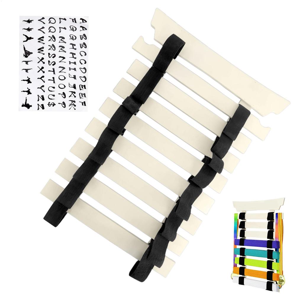 Karate Belt Display Holder Martial Arts Belt Display Holder with Hanger and Stickers No Assembly Required Storage Rack for Teens