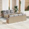 Set of 8 Garden Sofas with Beige Poly Rattan Cushions Acacia, 2-seater Garden Sofa with Rattan Cushions 3347665