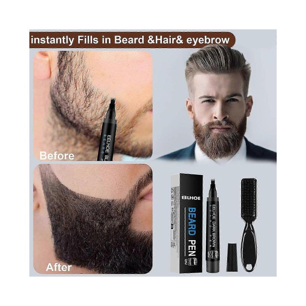 Kit Caneta Preenchedora de Barba EELHOE para Homens Caneta de Barba Natural à Prova d'Água Caneta de Traço para Barba
