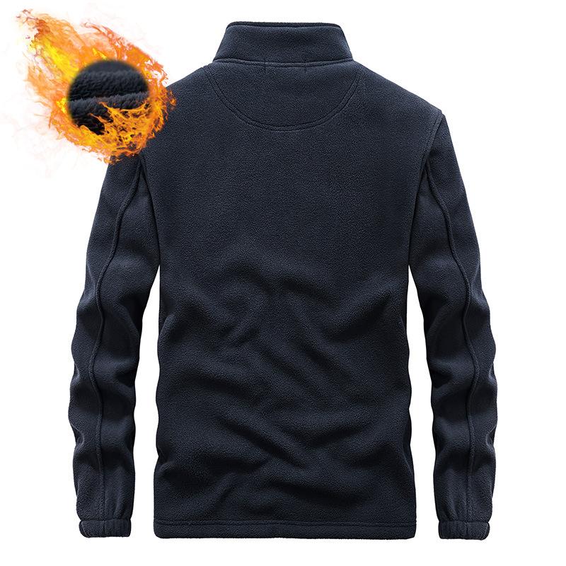 Men's Autumn and Winter Outdoor Casual Thickened Velvet Warm Stand-up Collar Sweatshirt Jacket Polar Fleece Top
