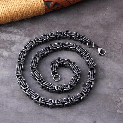 1/6mm Gold Byzantine Chain Necklace Stainless Steel Punk Jewelry for Men Boys