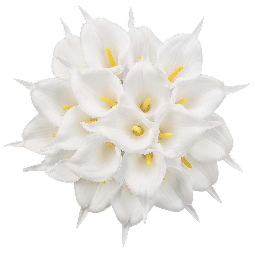 10 Pieces Real Touch Calla Lily Artificial Flowers White Wedding Bouquet Bridal Shower Party Home Flower Decoration Fake Flowers