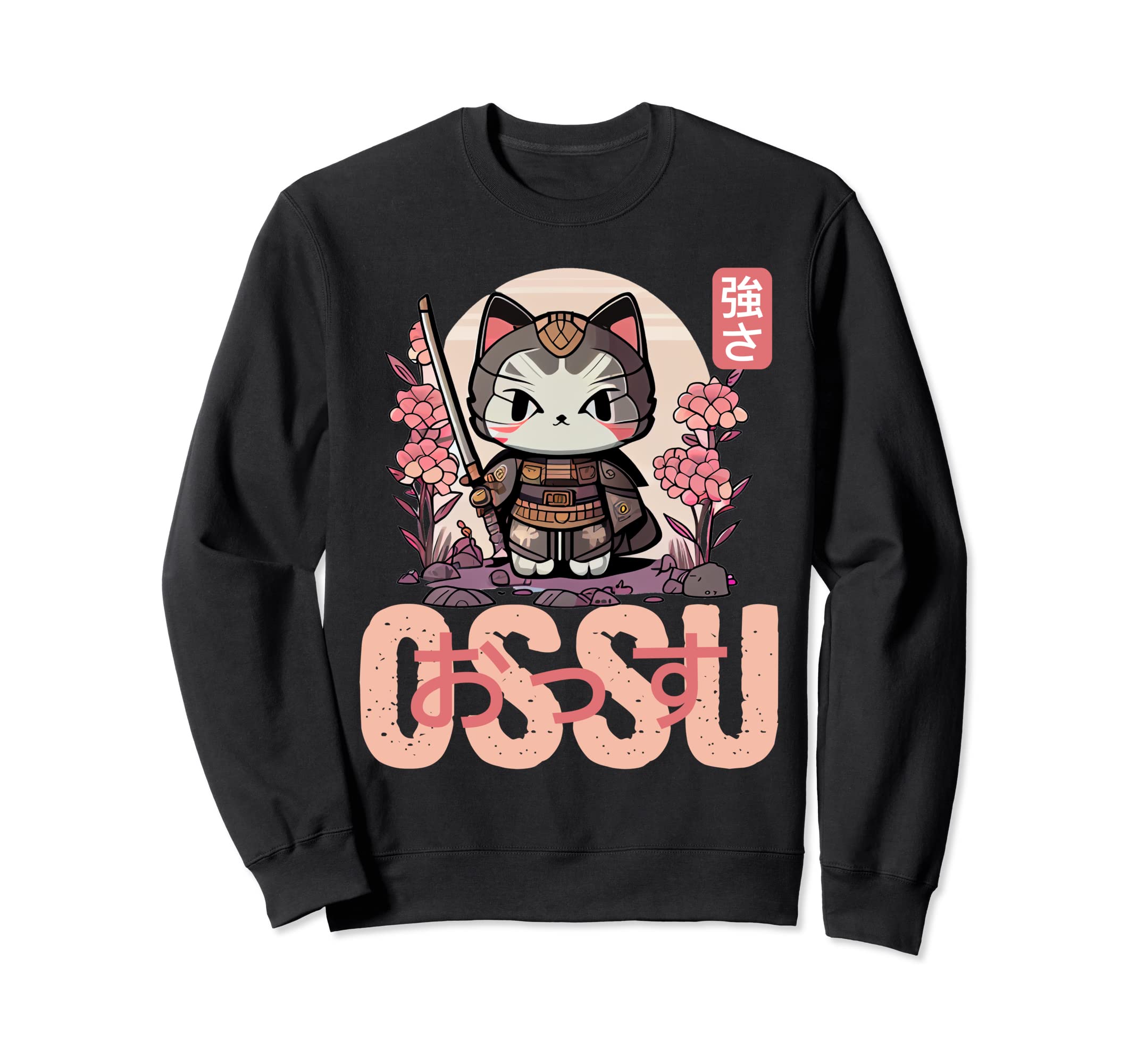 

Ossu Samurai Cat Cherry Blossom Tree Anime Love Fan Sweatshirt чёрный