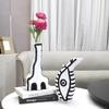 Resin Vase Abstract Geometric Graffiti Cartoon Eye Pattern Flower Vase Resin Handicraft Room Decoration Accessories
