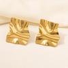 6pcs/Lot Real Gold Plated Irregular Geometry Of Folds Stainless Steel Earrings For Women Men Accessories Piercing Ear Studs Gift