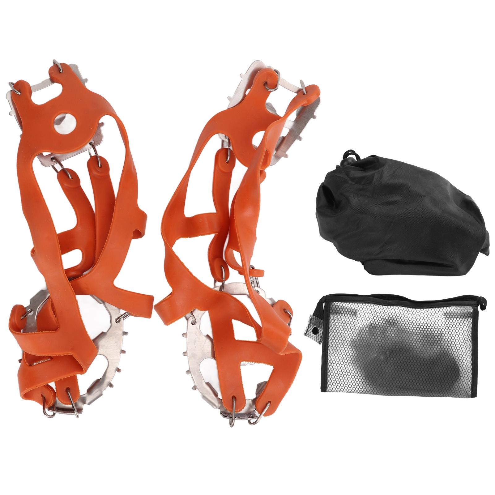 

1 Pair set 18 Tooth Outdoor Ice Climbing Shoe Gripper with Waterproof Portable Bag L помаранчевий