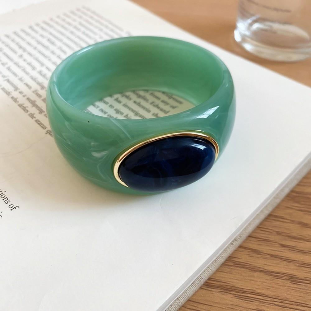 Bohemian Acrylic Bangle Smudging Retro Hand Ring Creative Irregular Wide Bracelet  Girls