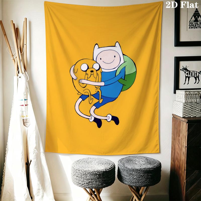 Adventure Time Anime Wall Tapestry Aesthetic Wall Hanging Printed Fabric Blanket Decorative Tapestries for Bedroom Living Room Home Decor