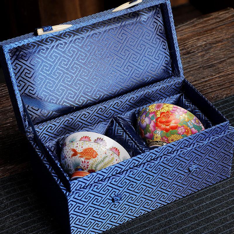 Ceramic Enamel Color Tasting Single Blue and White Douli Japanese Style Filigree Tea Bowl Kung Fu Master Cup Gift Bo