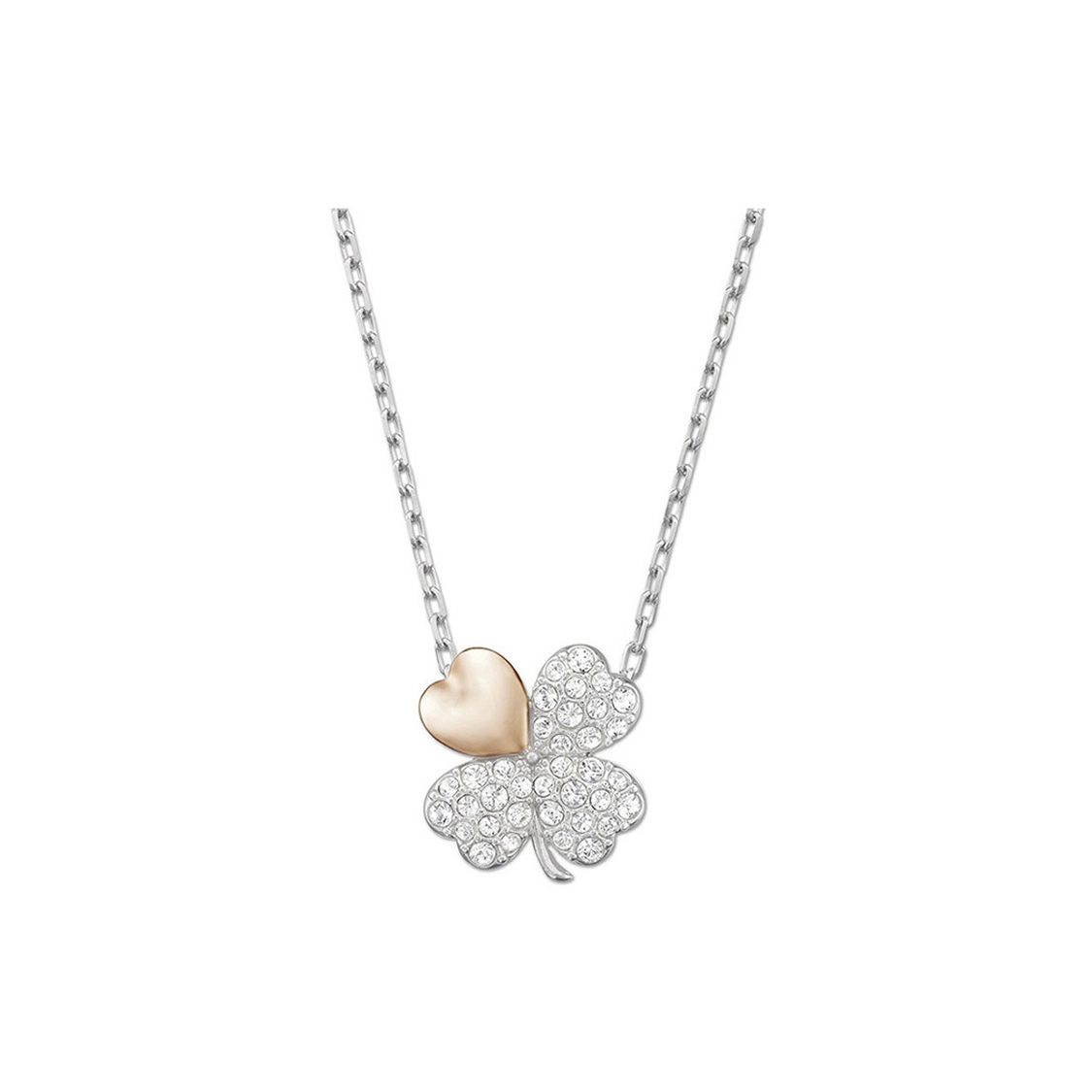 Swarovski Lucky Clover Imitation Crystal Four-Leaf Clover Pendant Necklace Women necklace Silver 5076853 Box (Random Color)