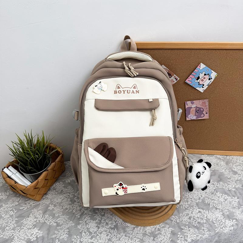 Schoolbag schoolbag female ins cute junior high school students versatile contrasting color backpack simple small fresh casual large capacity backpack