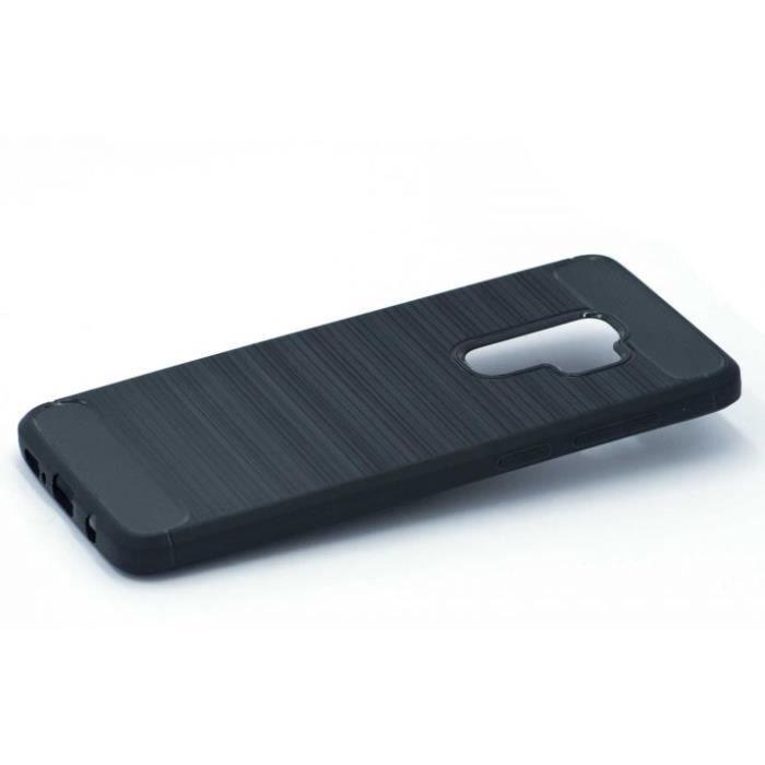 Coque - Samsung - Galaxy S9 Plus - Souple - Noir - Effet Carbone Brossé