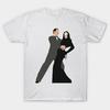 Men Black Print T-shirt Gomez And Morticia No-Cut Transfer Paper Print Cotton Tshirt