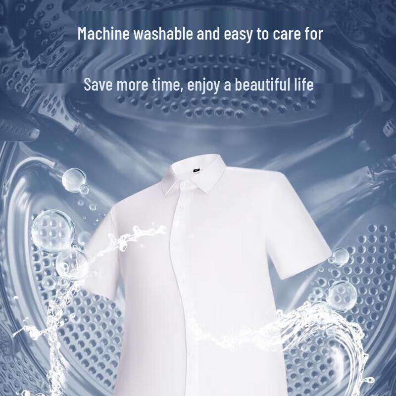 Romon Men's White Short Sleeve Business Shirt