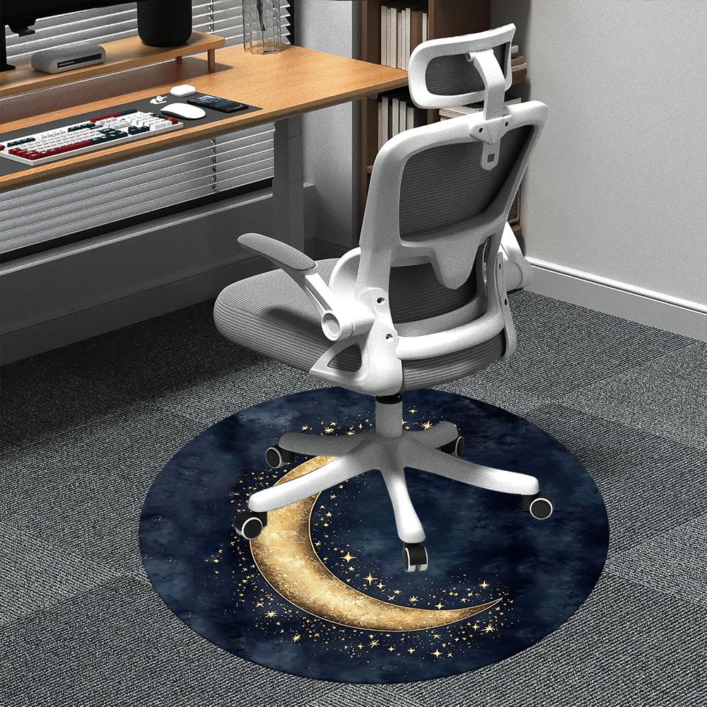 

1pc Moon Stars Office Round Area Rug, Indoor Mat Suitable ForOffice, Under Office Chairs Bedroom Living Room Home Decor, Room Deco n68 80cm by 80cm