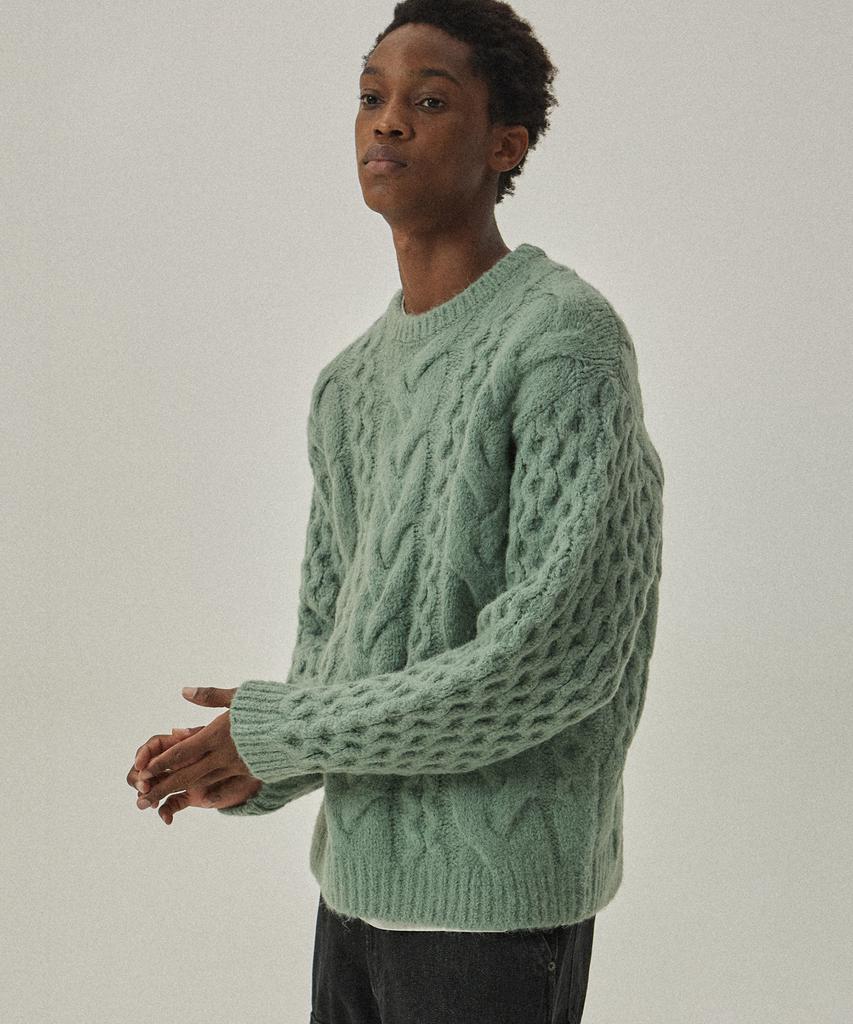 MAGOODGAN Knit 3951 Fisherman Mint Crewneck Sweater