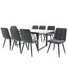 Dining Room Set - Folding Table 140/180x80 Cm - 8 Chairs - Modern Design - White Color