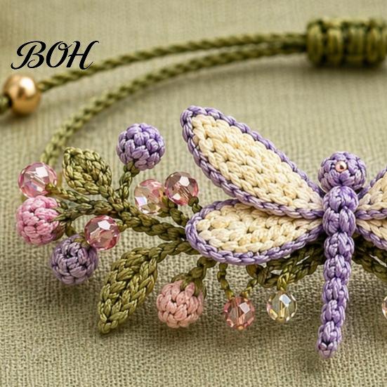 Friendship Bracelet Kit DIY Nature-Inspired Crochet Kit, 3D Animals Plants Hand-Crocheted Jewelry Making Flower Maple Dragonfly Butterfly Set,
