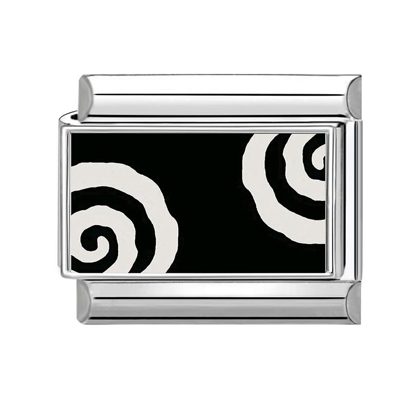 Schönes schwarzes Druckdesign Hase Katze Hund Blumen Herz Y2K Italienischer Charms Glieder Passend für 9mm Edelstahlarmband DIY Herstellung