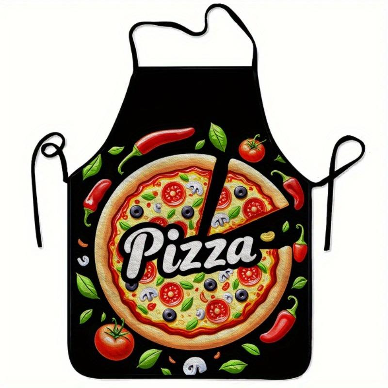1 Pizza-printed Apron with a Realistic Pizza Slice and Pepperoni-olive-tomato-basil Design - Heavy-duty Large Chef's Apron, Suit