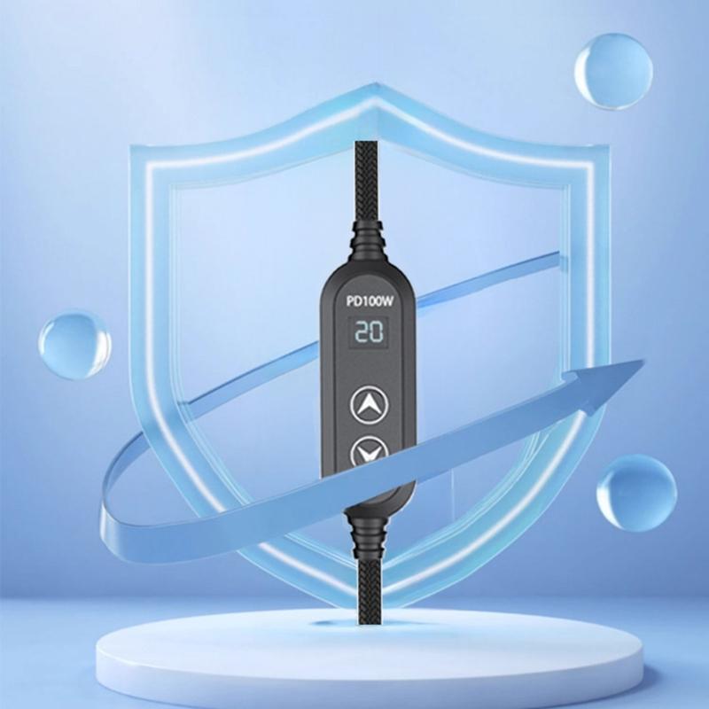 USB C Power Cord with 8 Adapters 100W Highest Efficiency Variable Power Supply DC5.5 Type C Charging Cable 120cm