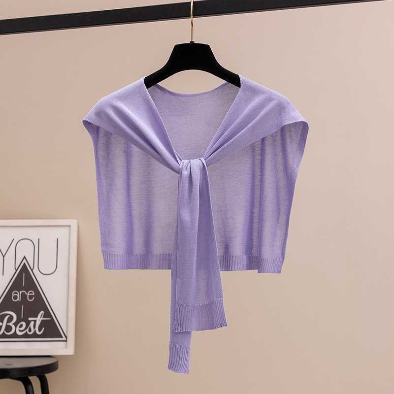 Ice Silk Thin Breathable Comfortable Shawl Versatile Solid Color Sunscreen Shoulder Pads Air Conditioner Knotted Shawl Knitting