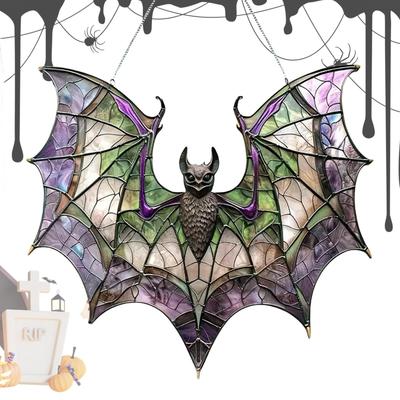Acrylic Bat Sun Catcher Colorful Acrylic 2d Flat Bat Window Hangable Sun Catcher Window Door Hanging Glass-Style Bat Suncatcher