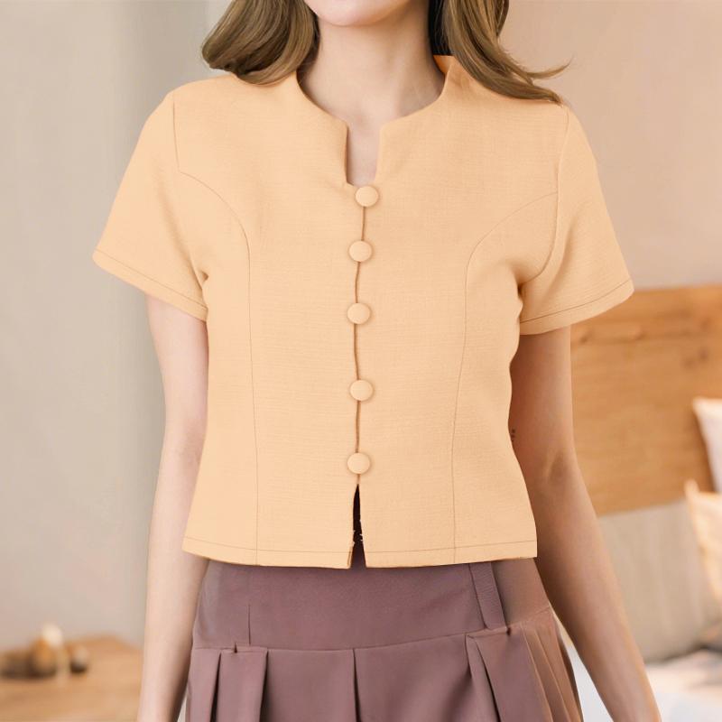 ZANZEA Women Summer Round Neck Casual Short Sleeve Blouse